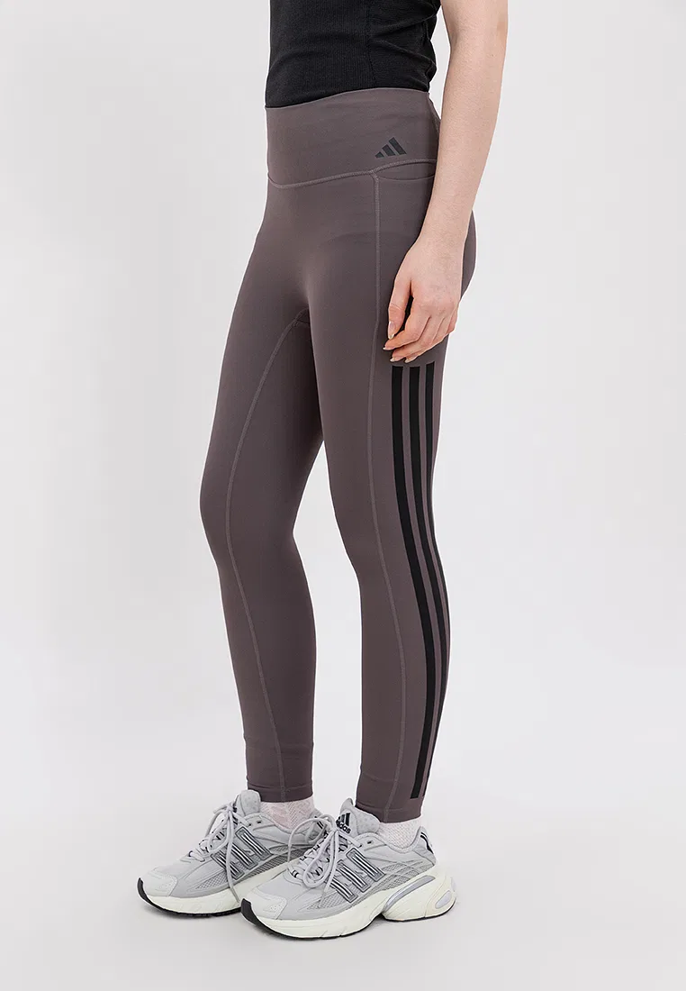 Леггинсы для фитнеса 7/8, три полоски, Optime Workout, Adidas, цвет Charcoal — фото 2