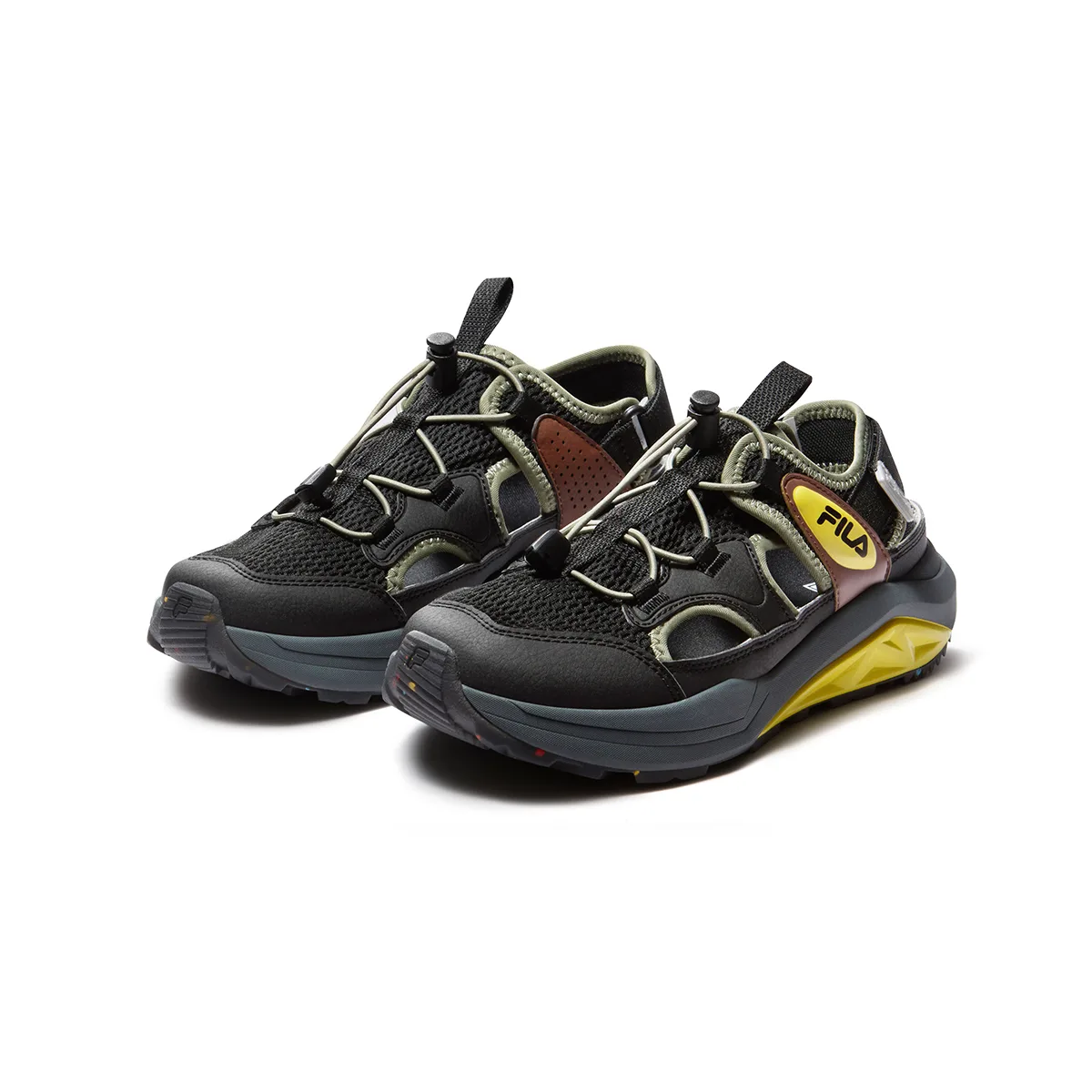 FILA KIDS SEASON FSW Synthetic Leather, Textile детские сандалии Black/Vetiver Grass Green Kids' — фото 4