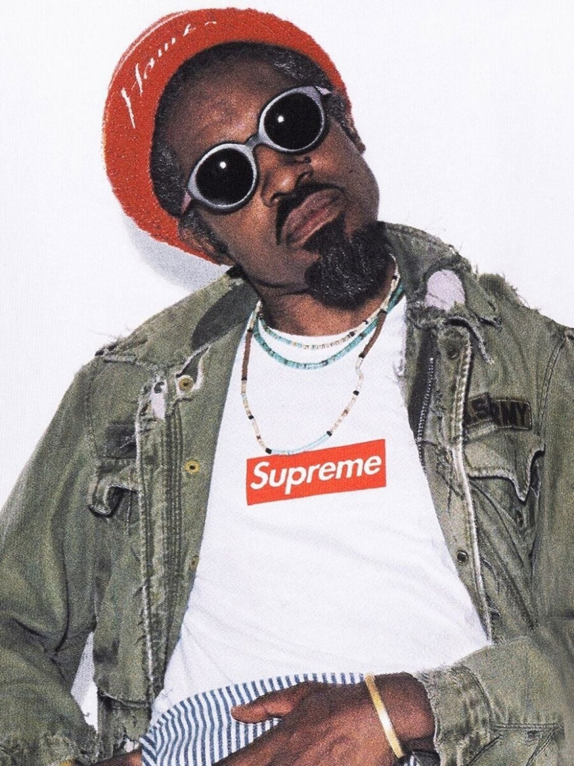 Supreme футболка Andre 3000 с графичным принтом, белый — фото 2