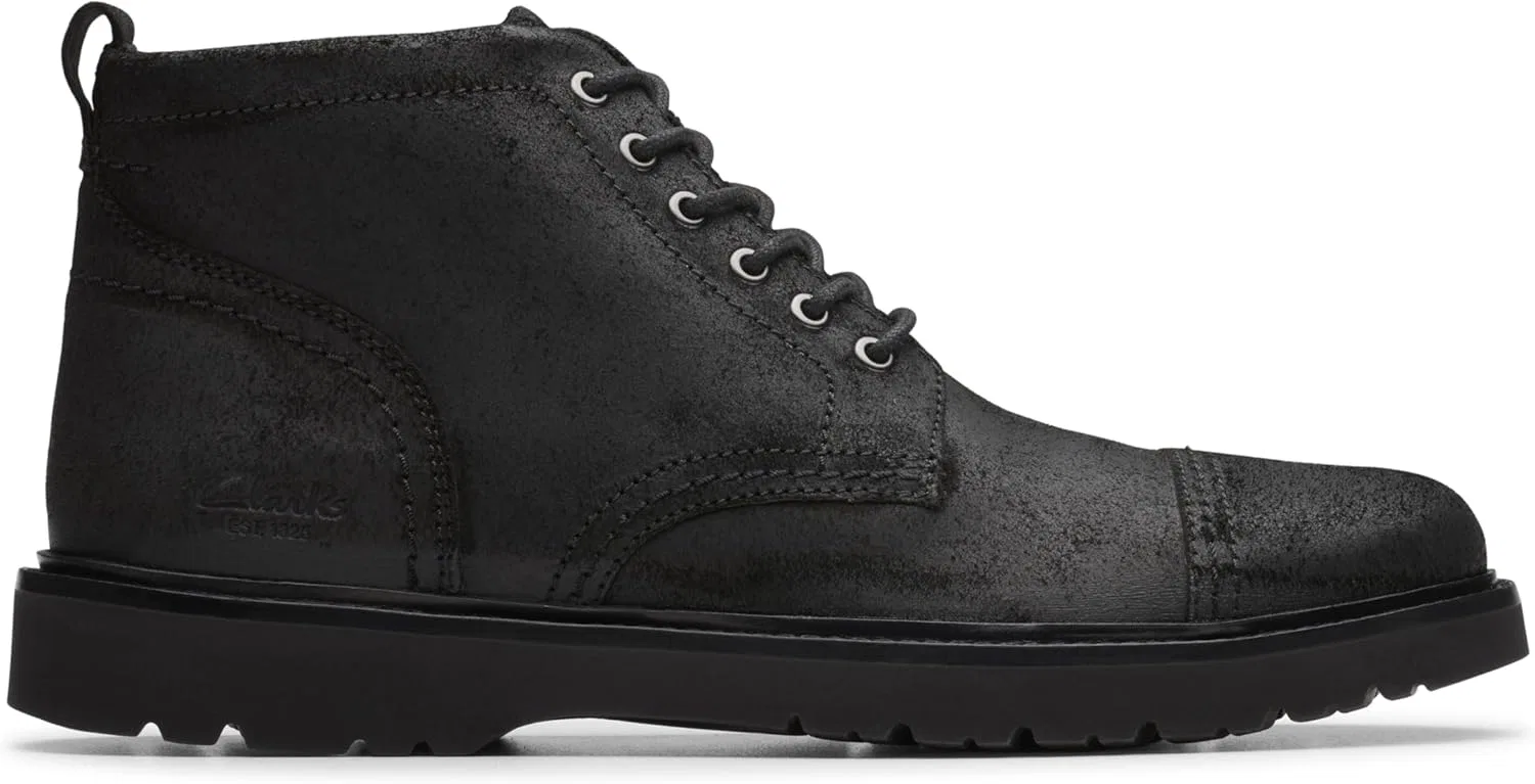 Мужские ботинки Clarks Eastridge Mid Lace-Up Chukka Boot на шнуровке, Black Waxed Leather — фото 2