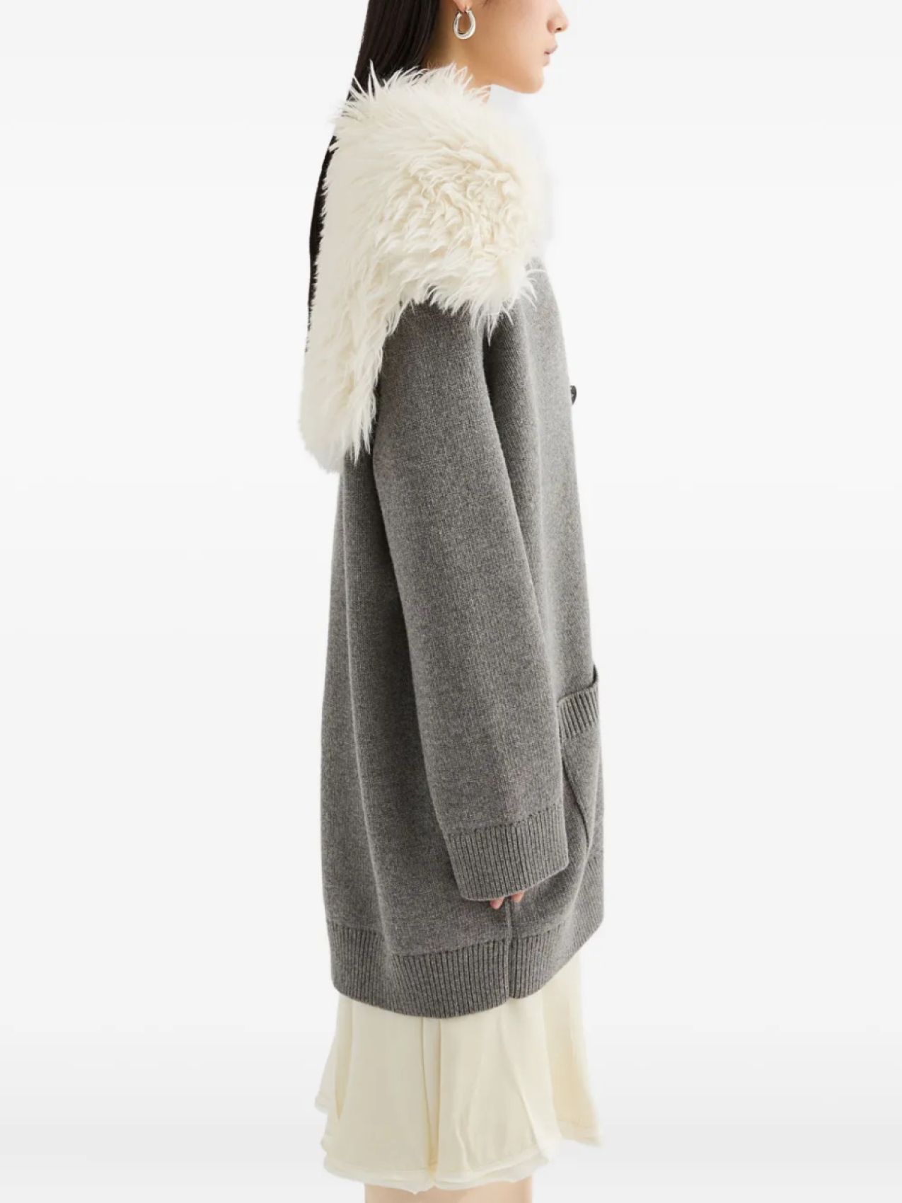 Jil Sander кардиган-пальто с V-образным вырезом, серый — фото 3