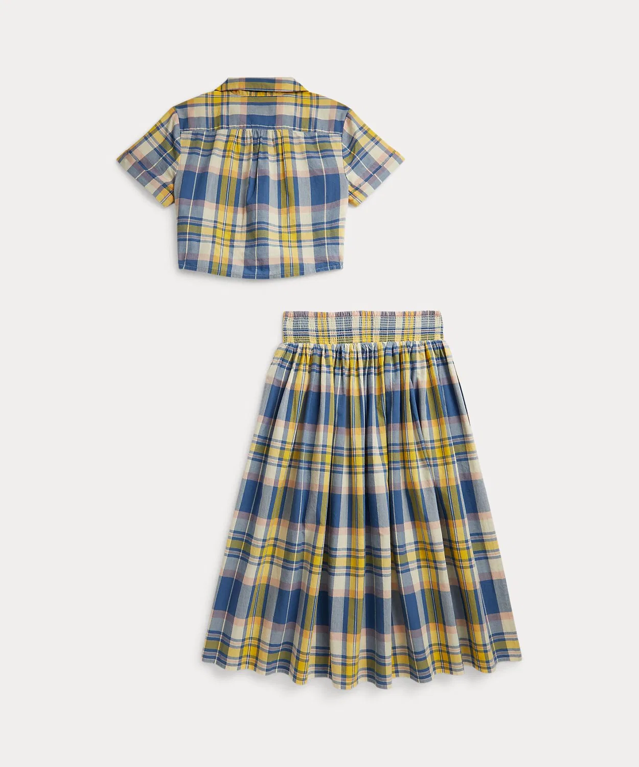 Сет из рубашки и юбки в клетку, хлопок, Ralph Lauren, синий — фото 3