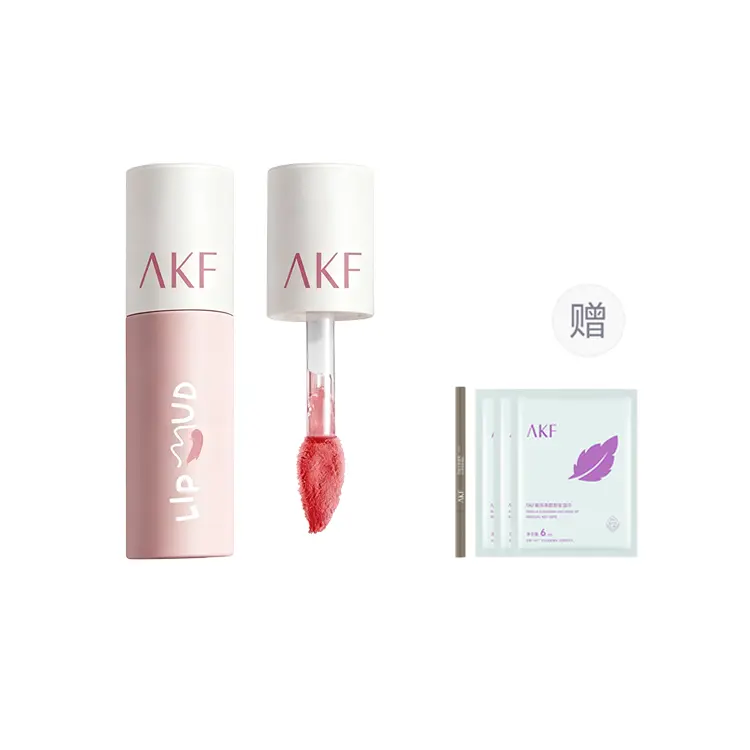 

Матовый блеск для губ Lip Clay с эффектом осветления, легко растушевывается, стойкий AKF, Raspberry белый Foam M19+Eyebrow Pencil 01+Makeup Remover Wet Wipes 18ml