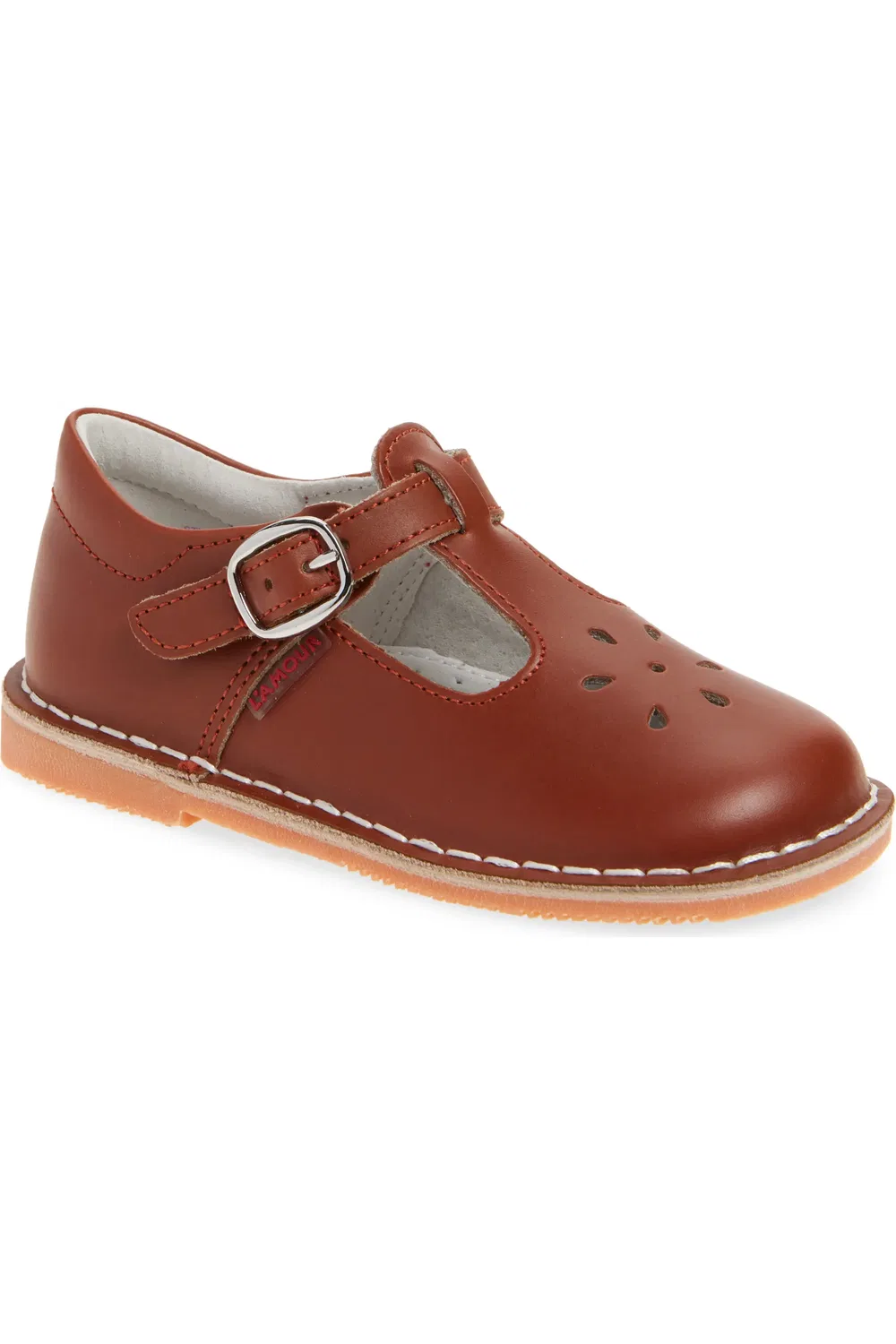 Детские туфли T-strap на кожаной подкладке Joy Classic L'AMOUR, Cognac