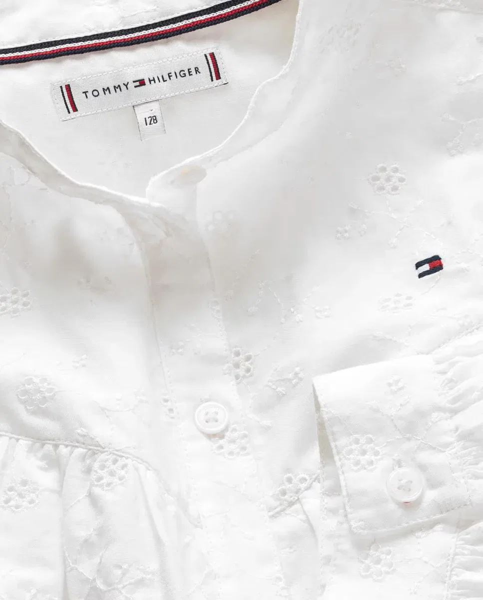 Детская блузка для девочек с длинным рукавом Tommy Hilfiger, Blanco — фото 3