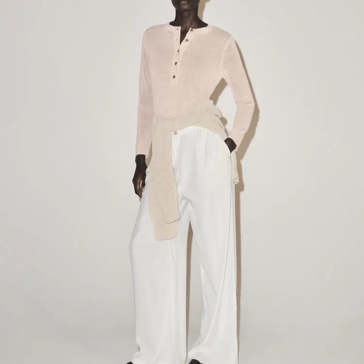 Женский джемпер с круглым вырезом Light Pink ZARA, Светло-розовый — фото 4