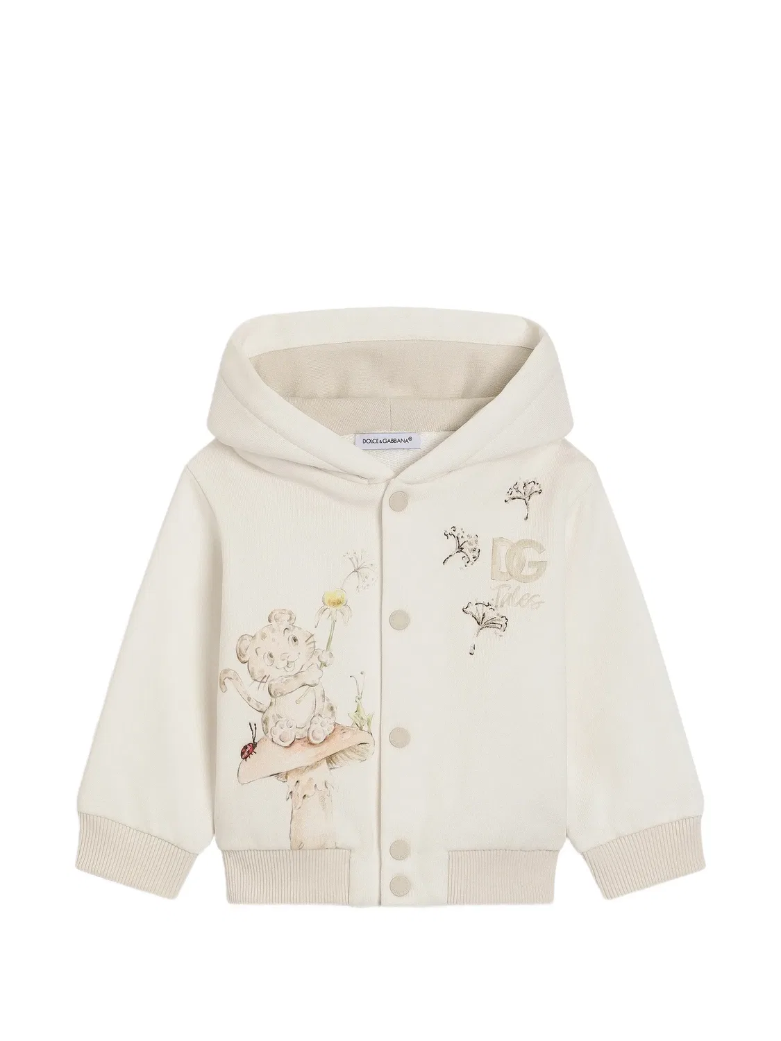 Толстовка с вышитым логотипом Dolce & Gabbana Kids, нейтральные цвета