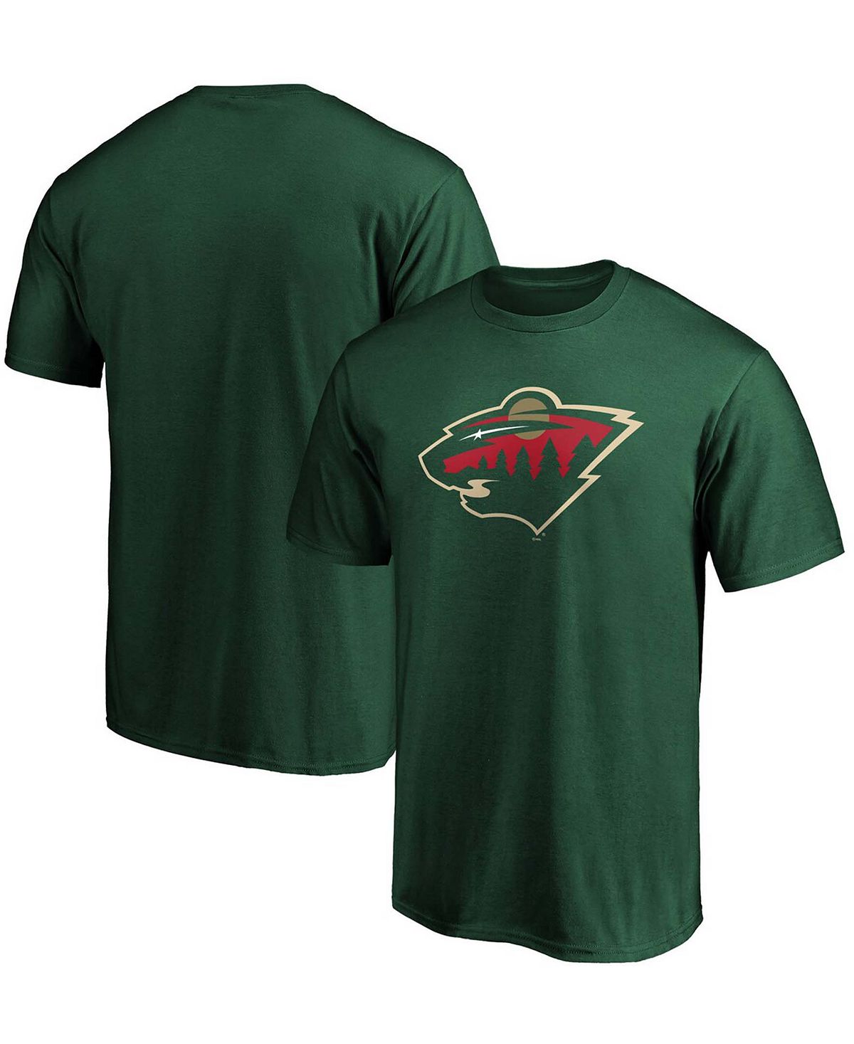 Мужская зеленая футболка с логотипом minnesota wild team primary Fanatics, зеленый - фото