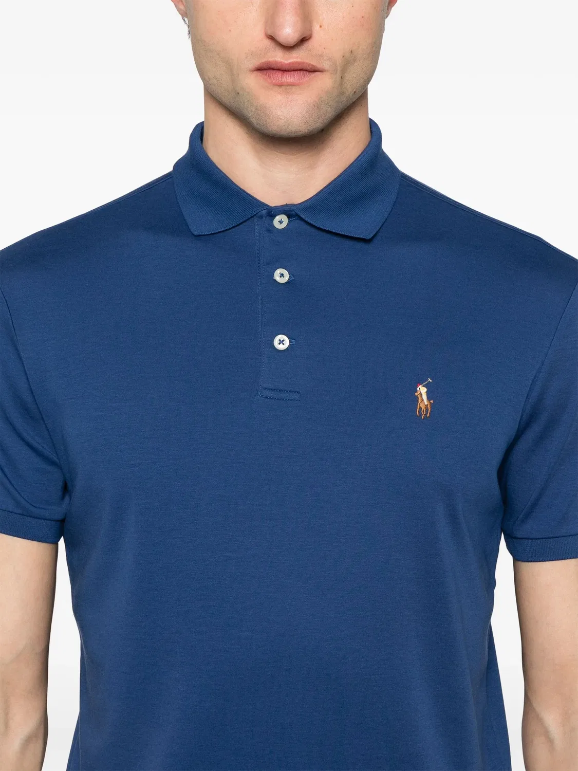 Polo Ralph Lauren Хлопковое поло синее — фото 3