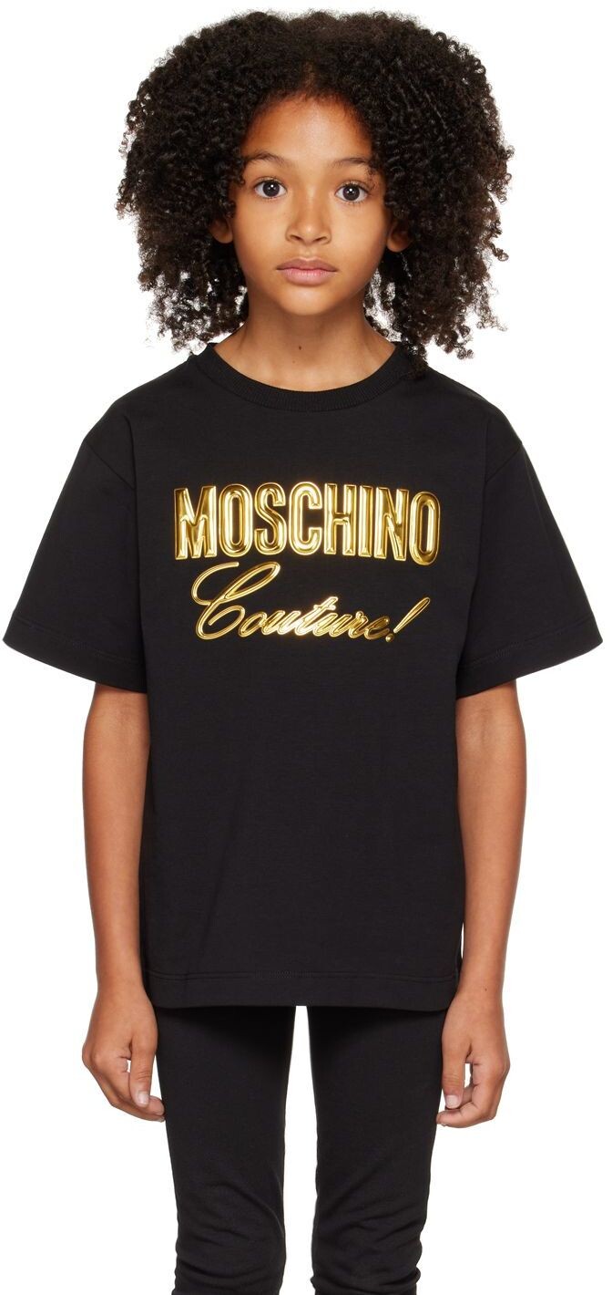 

Детская черная футболка \Couture\"" Moschino, Черный, Детская черная футболка \Couture\"" Moschino