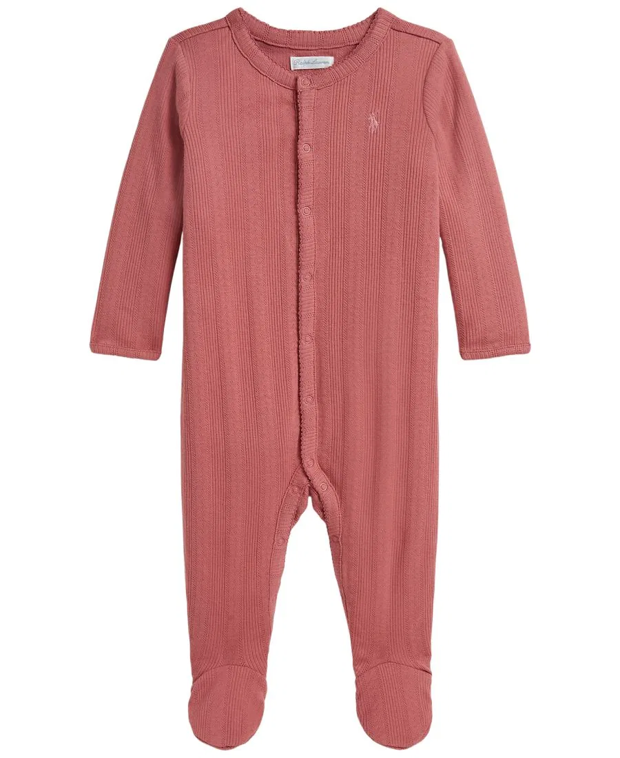 Детский комбинезон-слип с пико-отделкой Pointelle Cotton Polo Ralph Lauren, Canvas Pink