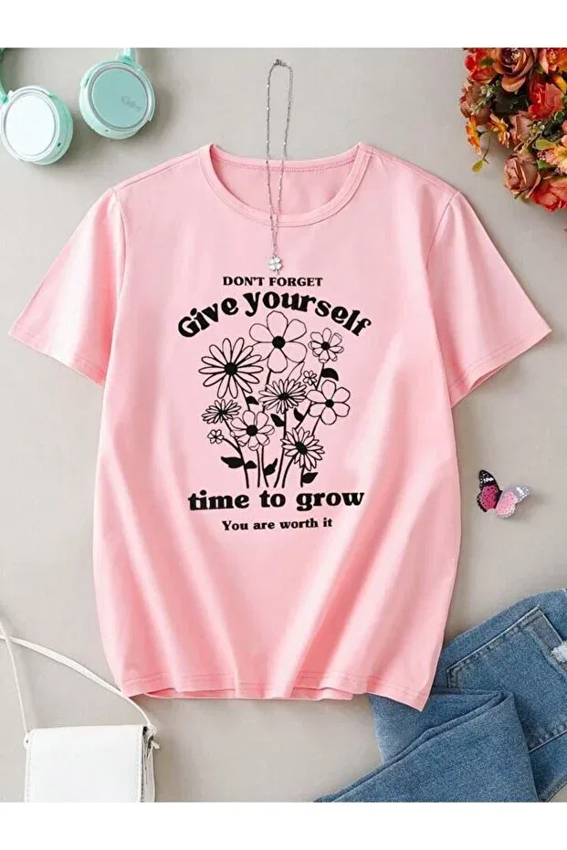 Детская футболка для девочек с принтом Give Yourself Morning Kids, Pink
