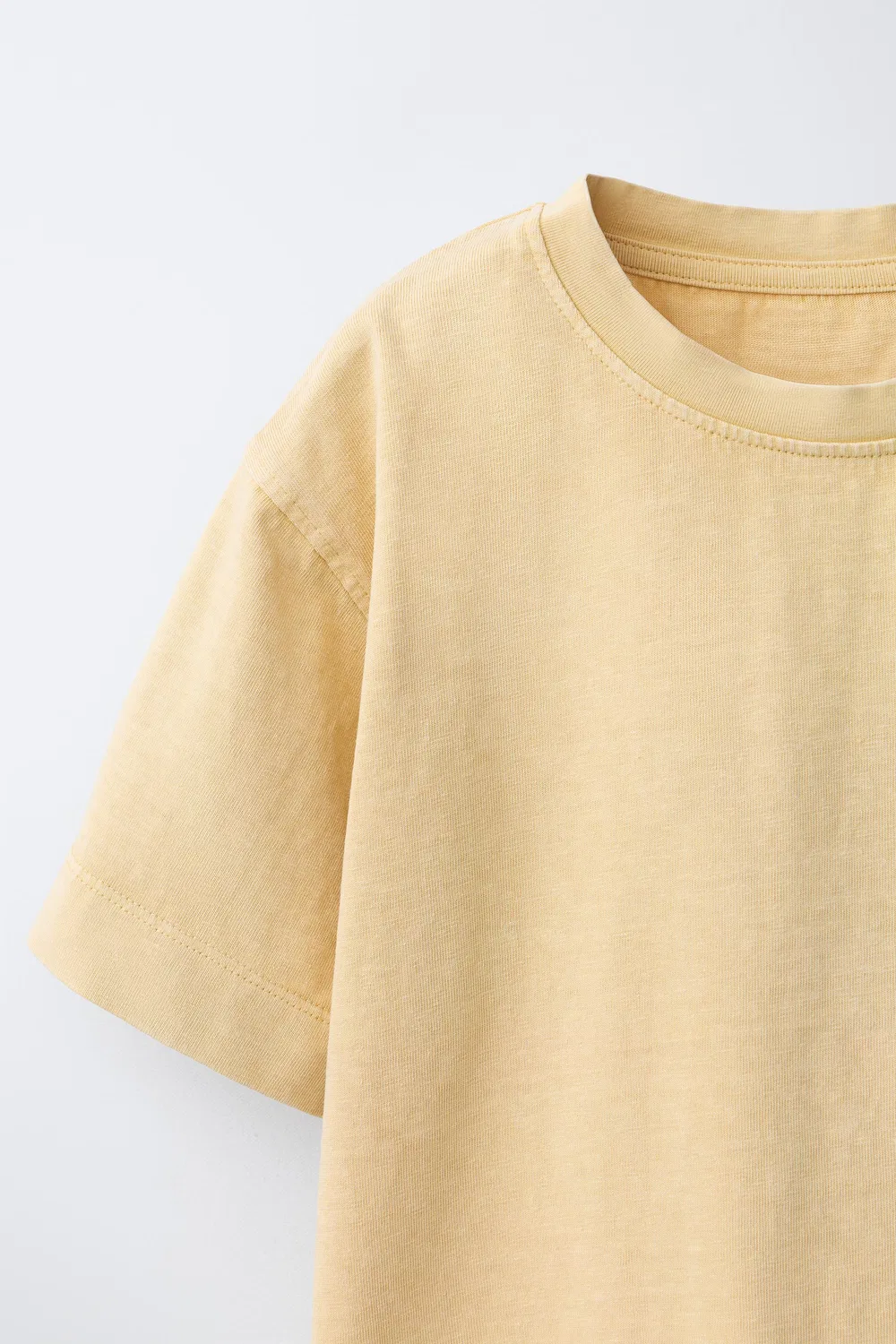 Плотная футболка с эффектом выцветания ZARA, Mid-Ecru — фото 3