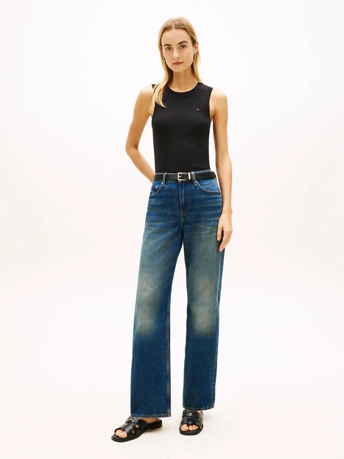 Топ с круглым вырезом, Slim Fit Tommy Hilfiger, черный — фото 2