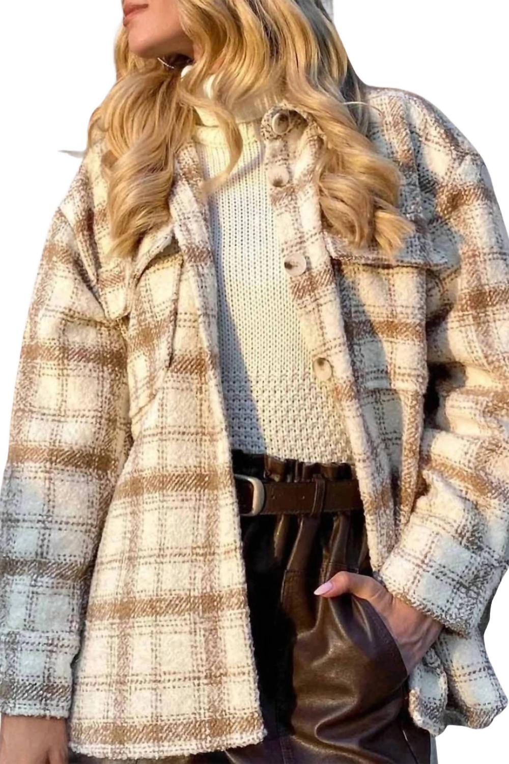 

Клетчатая рубашка-куртка в бежевом цвете Iron SuperSponge