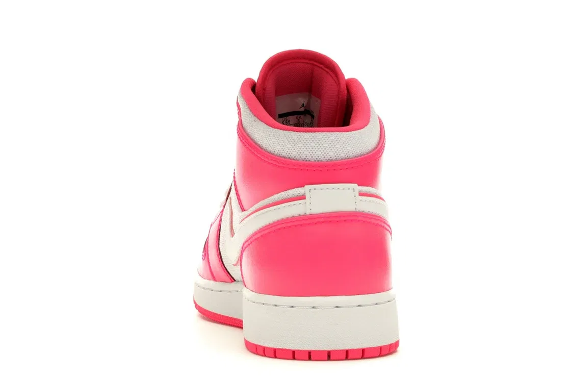 Детские кроссовки с цветными акцентами Jordan 1 Mid, Hyper Pink/White-White — фото 4