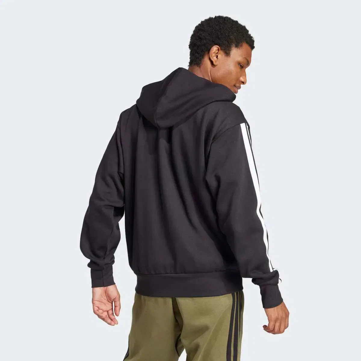 Мужская худи из футера с принтом Essentials Fleece 3 bandas adidas, Negro — фото 2