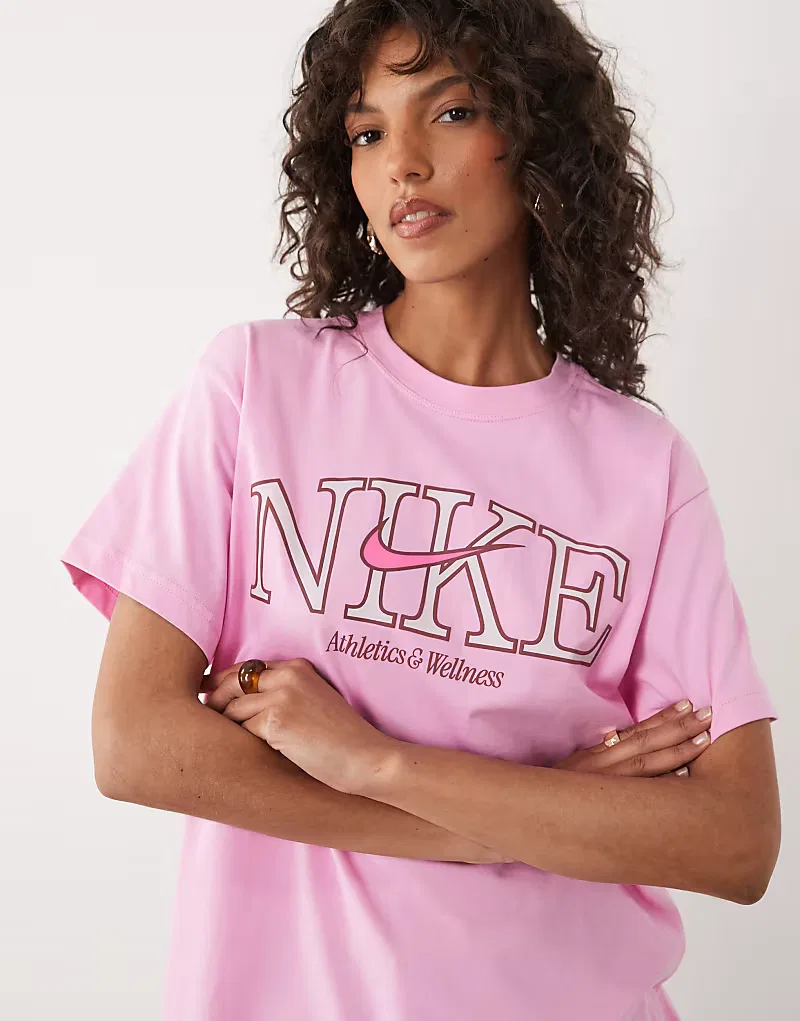 Классическая графическая футболка Nike, розовый