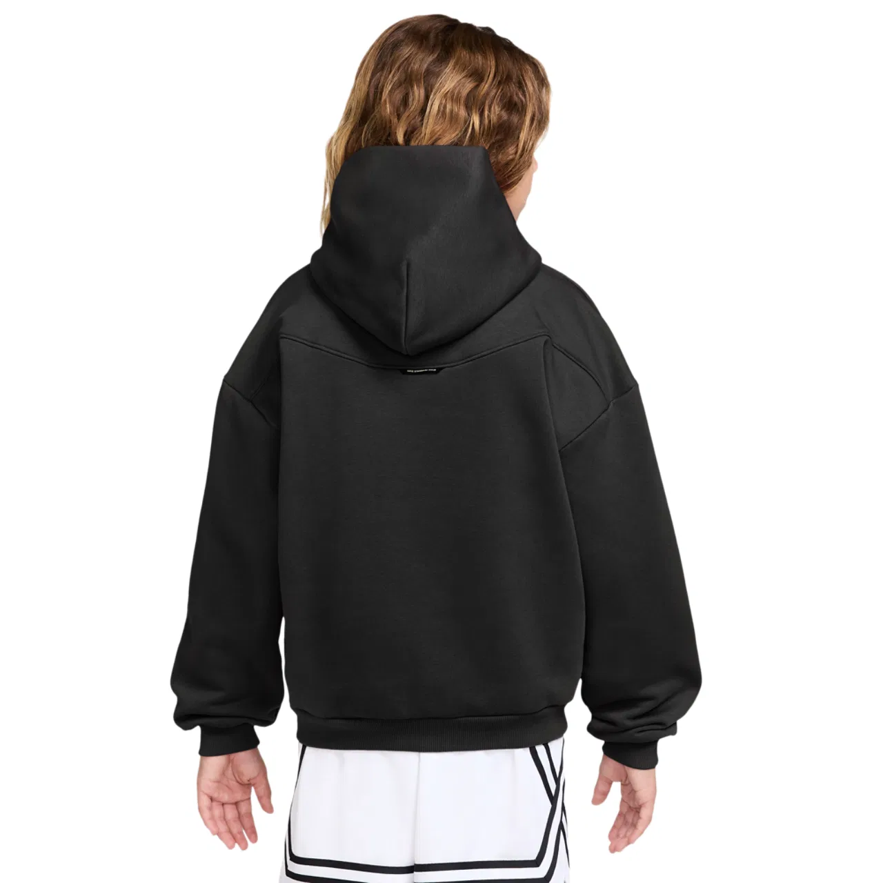 Детское худи для мальчиков с капюшоном из футера Nike Brush Fleece Pullover, Black/Beige — фото 2