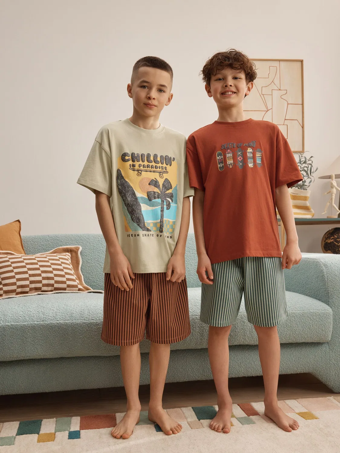 Пижама Skater Shorts 2-pack Next, ржаво-красный/экрю