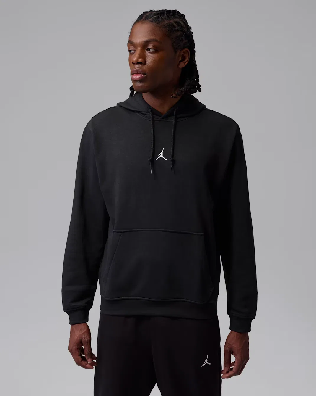 Мужская флисовая толстовка с капюшоном Dri-FIT Jordan Sport Crossover, Black/White