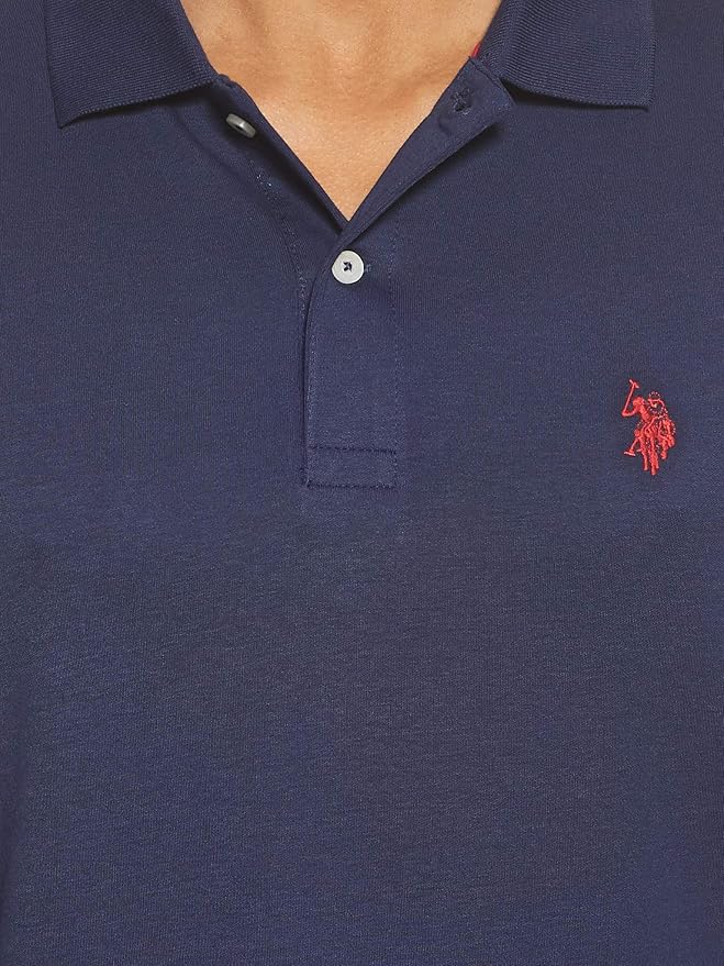Поло U.S. Polo Assn. Solid Short Sleeve Interlock, темно-синий классический — фото 4