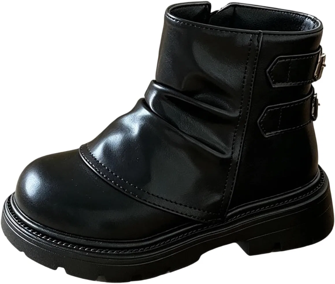 Детские зимние ботинки для девочек и мальчиков с боковой молнией SHOPESSA, Black