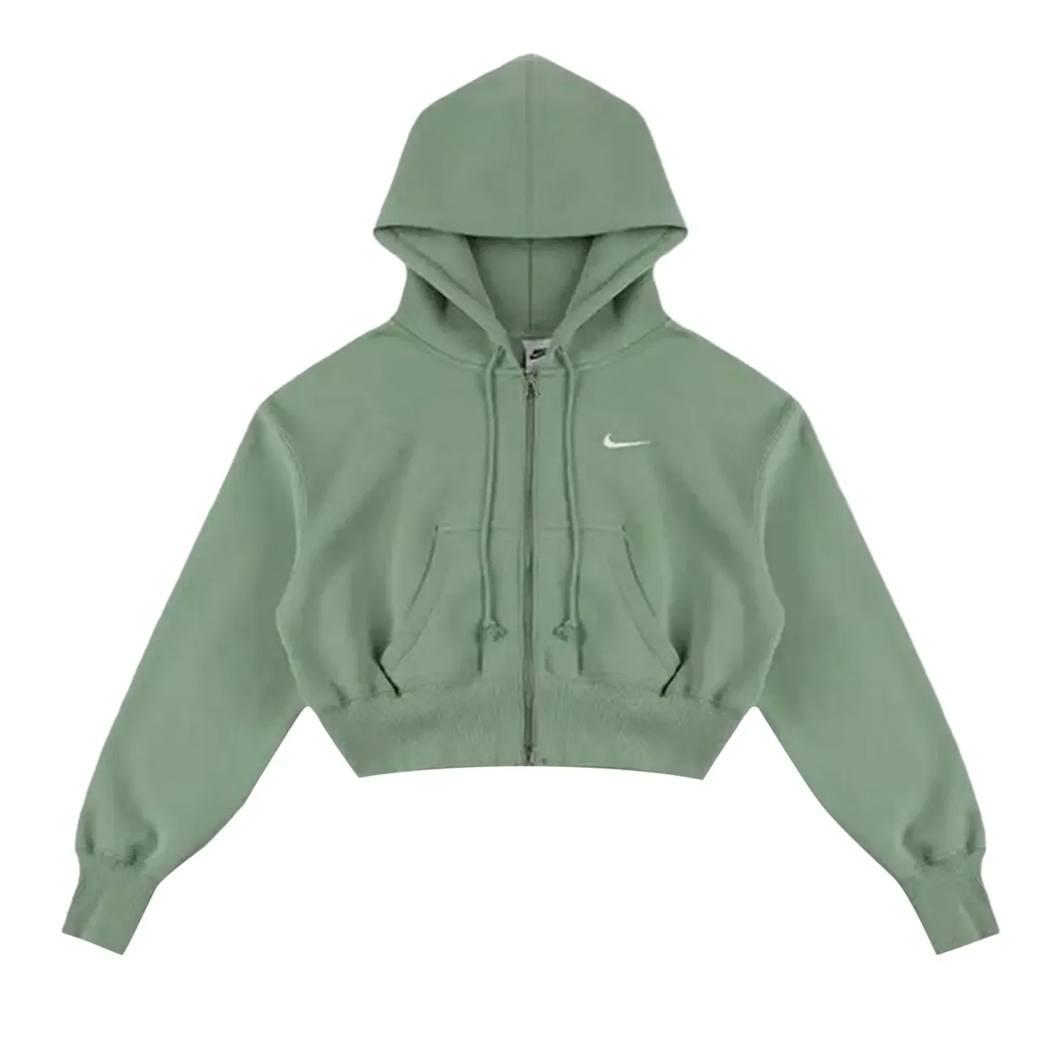 Укороченная флисовая толстовка Nike NSW Phoenix Fleece Loose FZ Cropped Hoodie, зеленый