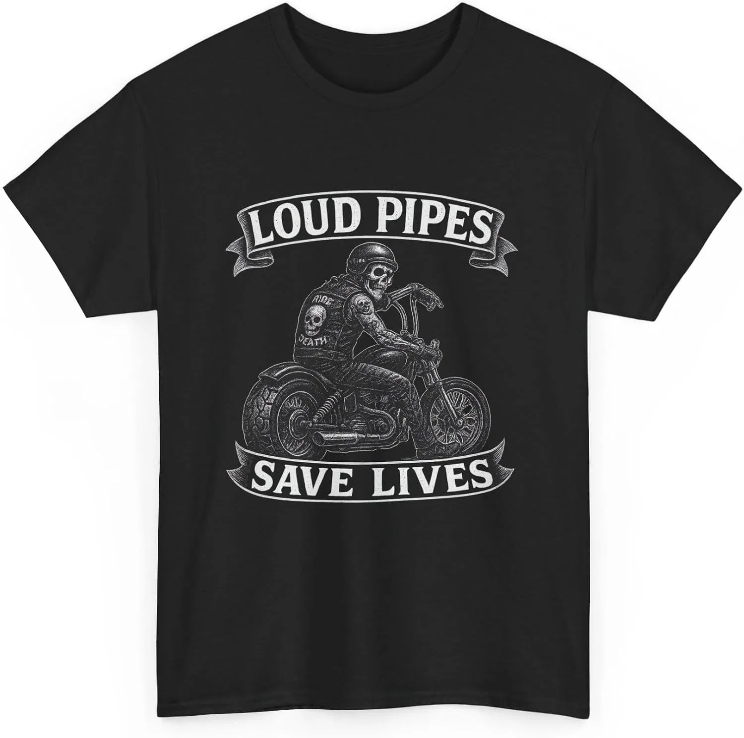 Футболка с принтом черепа-байкера Biker Skull Tee, Black