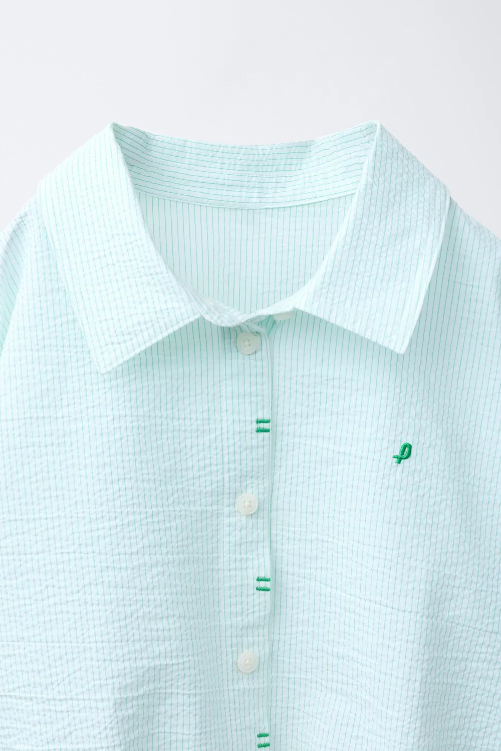 PENN Полосатая рубашка ZARA, Green/Ecru — фото 3