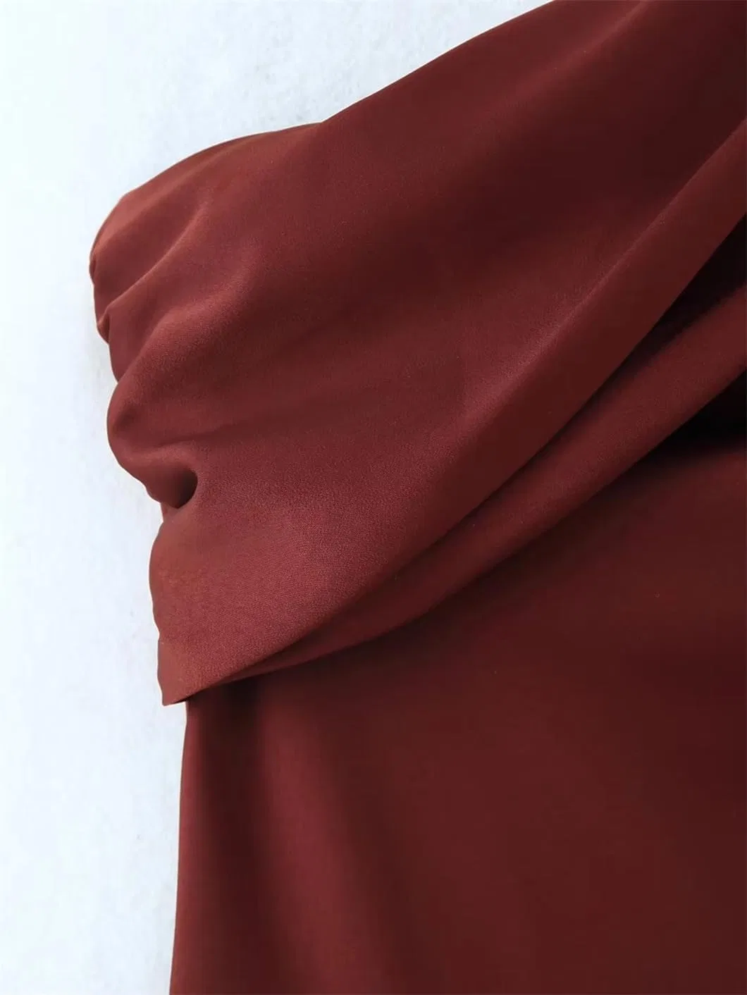 Женское асимметричное платье в пол с шарфовым воротником Generic, Brown — фото 2