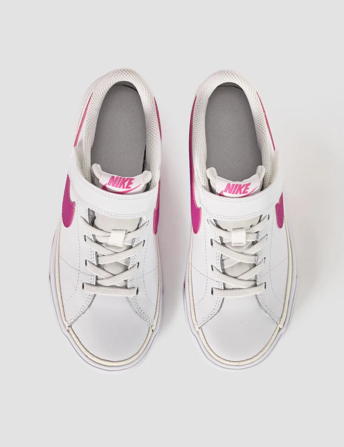 Детские кеды кожаные Court Legacy Shoes NIKE, White Fuchsia Laser White — фото 4
