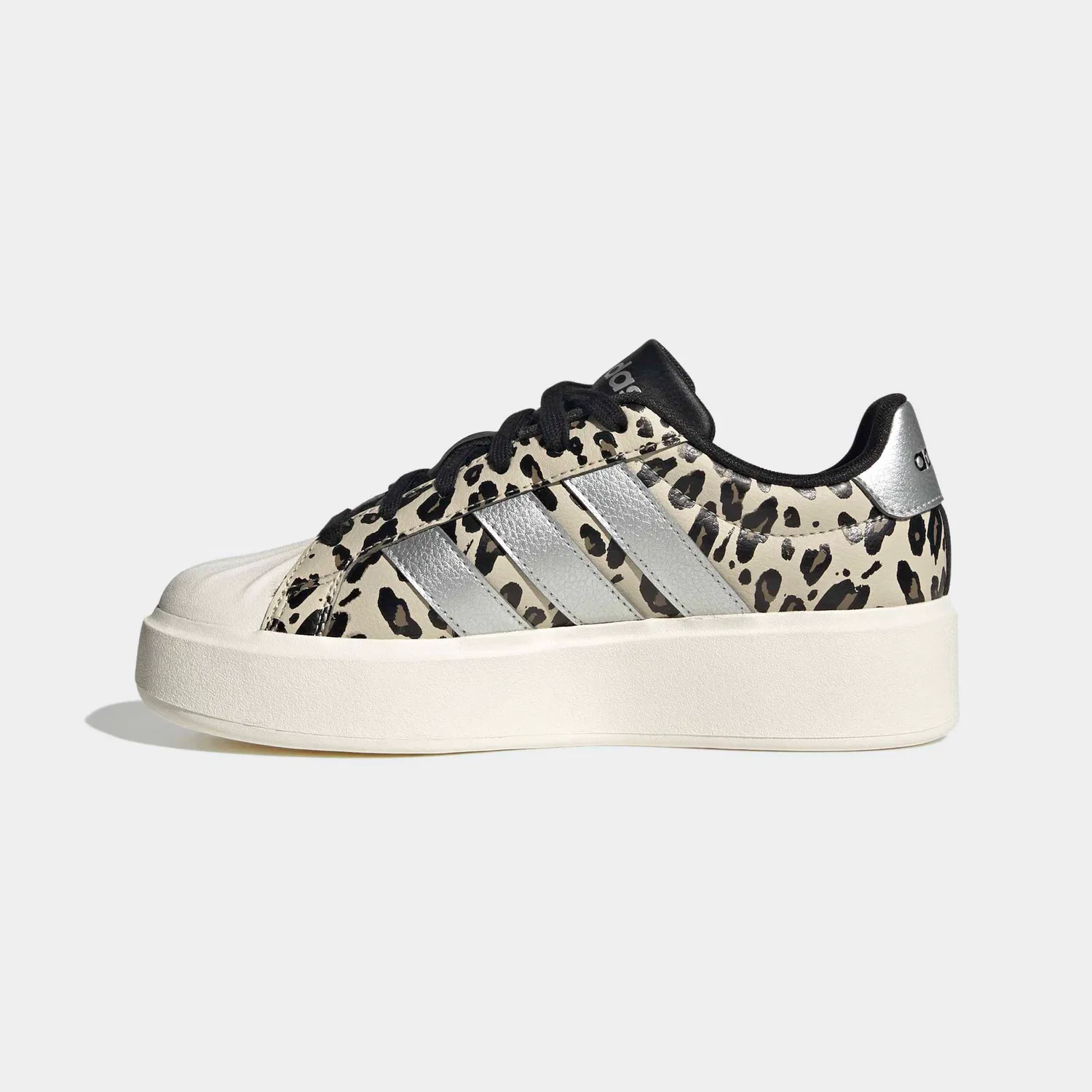 Детские платформенные кроссовки на шнуровке Adidas Sportswear, Crystal Linen/Silver Metallic/Core Black — фото 3
