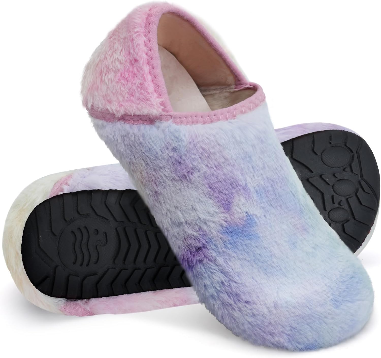 

Женские и мужские легкие уютные домашние тапочки WateLves с искусственным мехом - резиновая подошва, носки-тапочки - складные дорожные тапочки - для дома и улицы, Fluff/Colorful