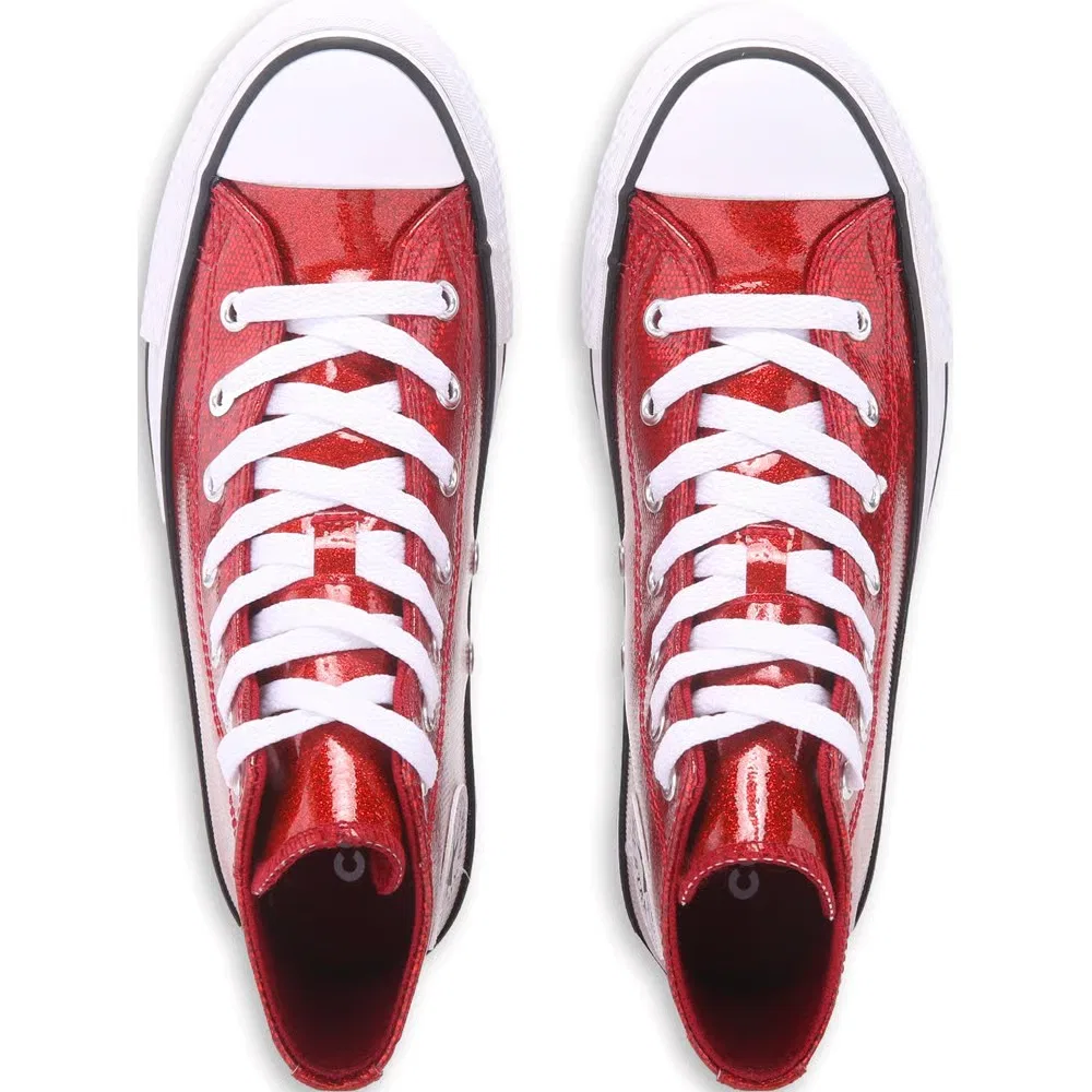 Детские высокие кеды Chuck Taylor All Star Lift Converse, Red Glitter — фото 4