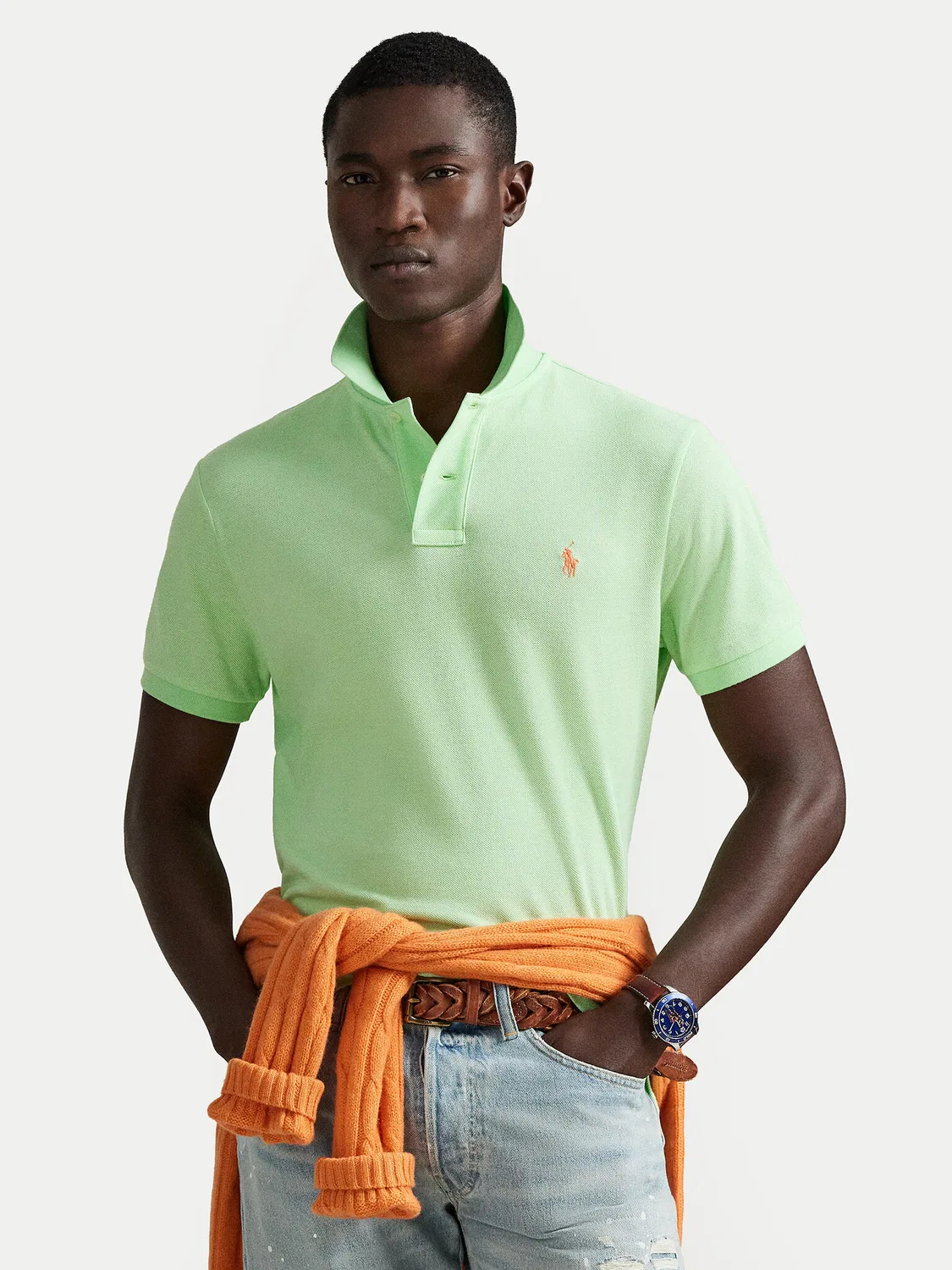 Мужское поло приталенного кроя Polo Ralph Lauren, светло-зеленый