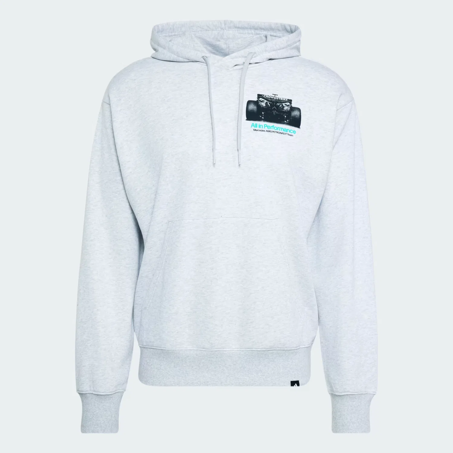 Мужское худи с графическим принтом Mercedes - AMG Petronas Formula 1 Team Graphic Hood Adidas Performance, светло-серый меланж/мятный — фото 4