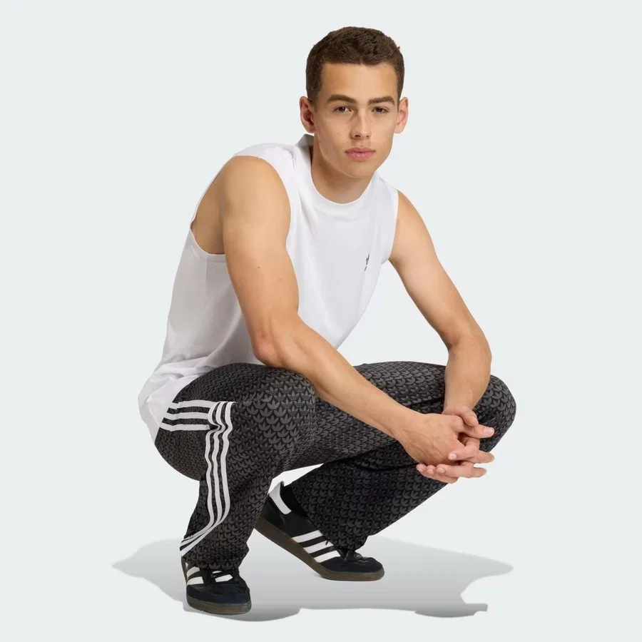 Спортивные штаны свободного кроя с принтом Monogram adidas, Серый — фото 3