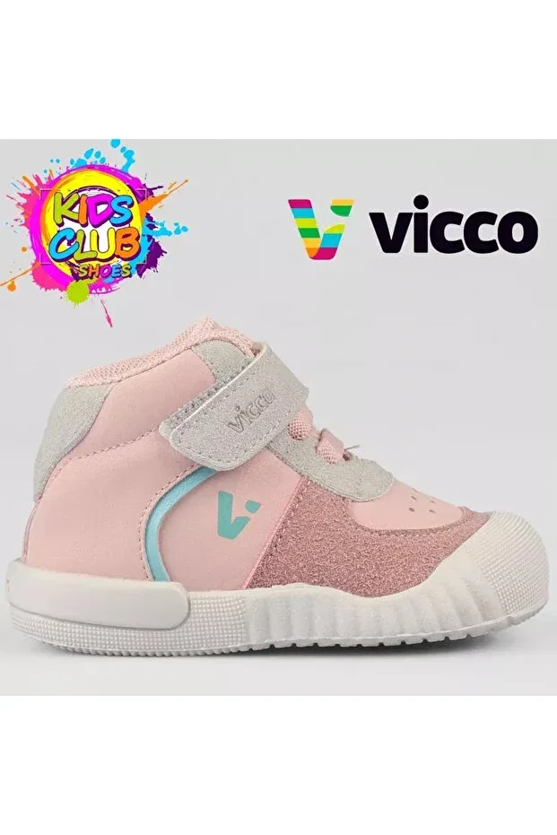 Детские ботинки для девочек с шнуровкой-резинкой Vicco, Powder