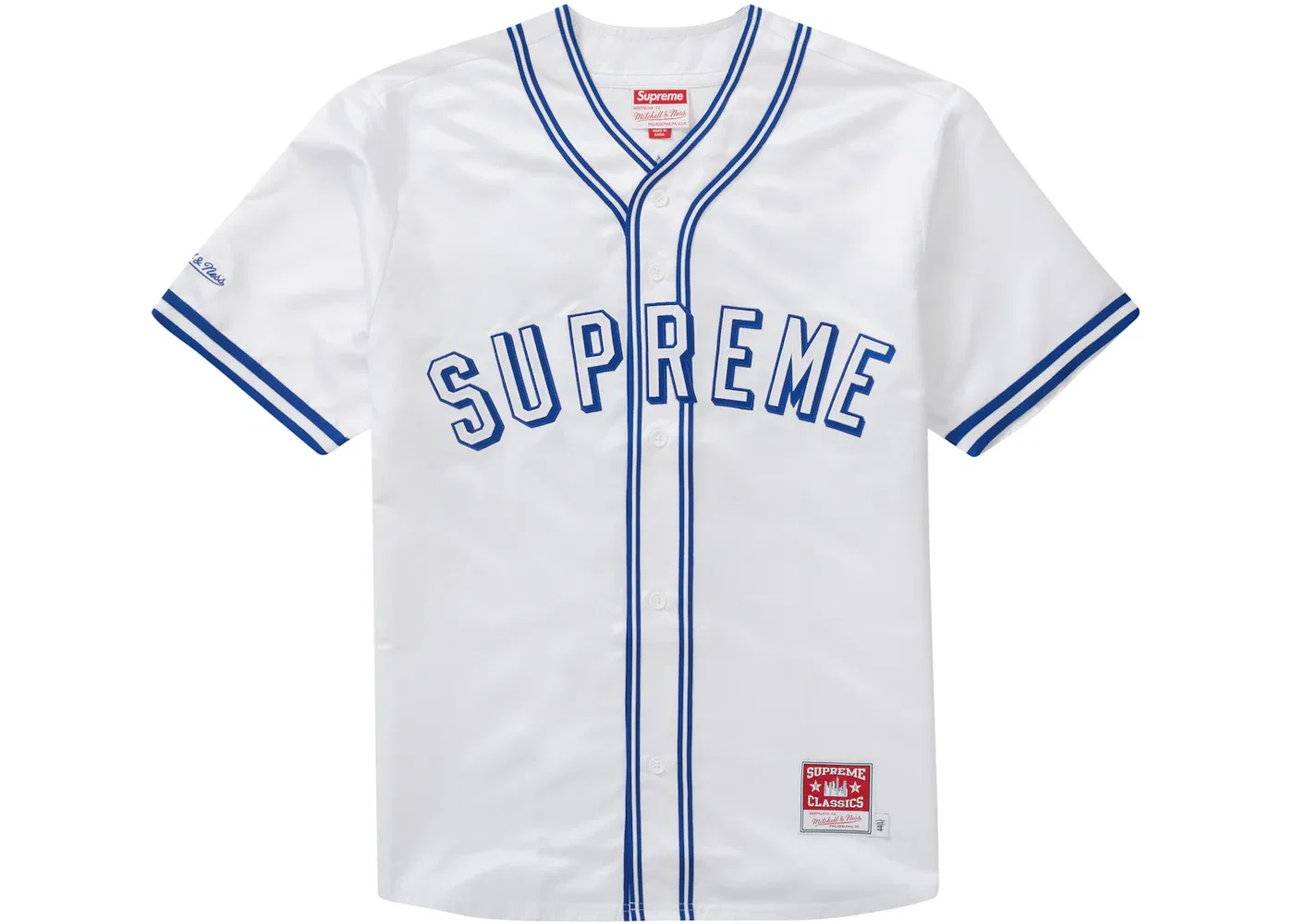 Мужская бейсбольная джерси из сатина Mitchell & Ness Supreme, Белый