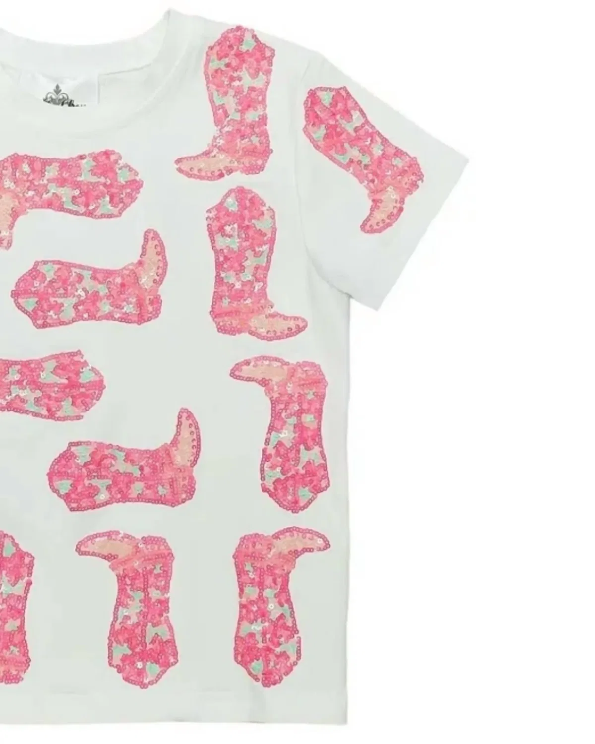 Детская футболка для девочек с принтом Cowgirl Belle Cher, White/Pink — фото 2