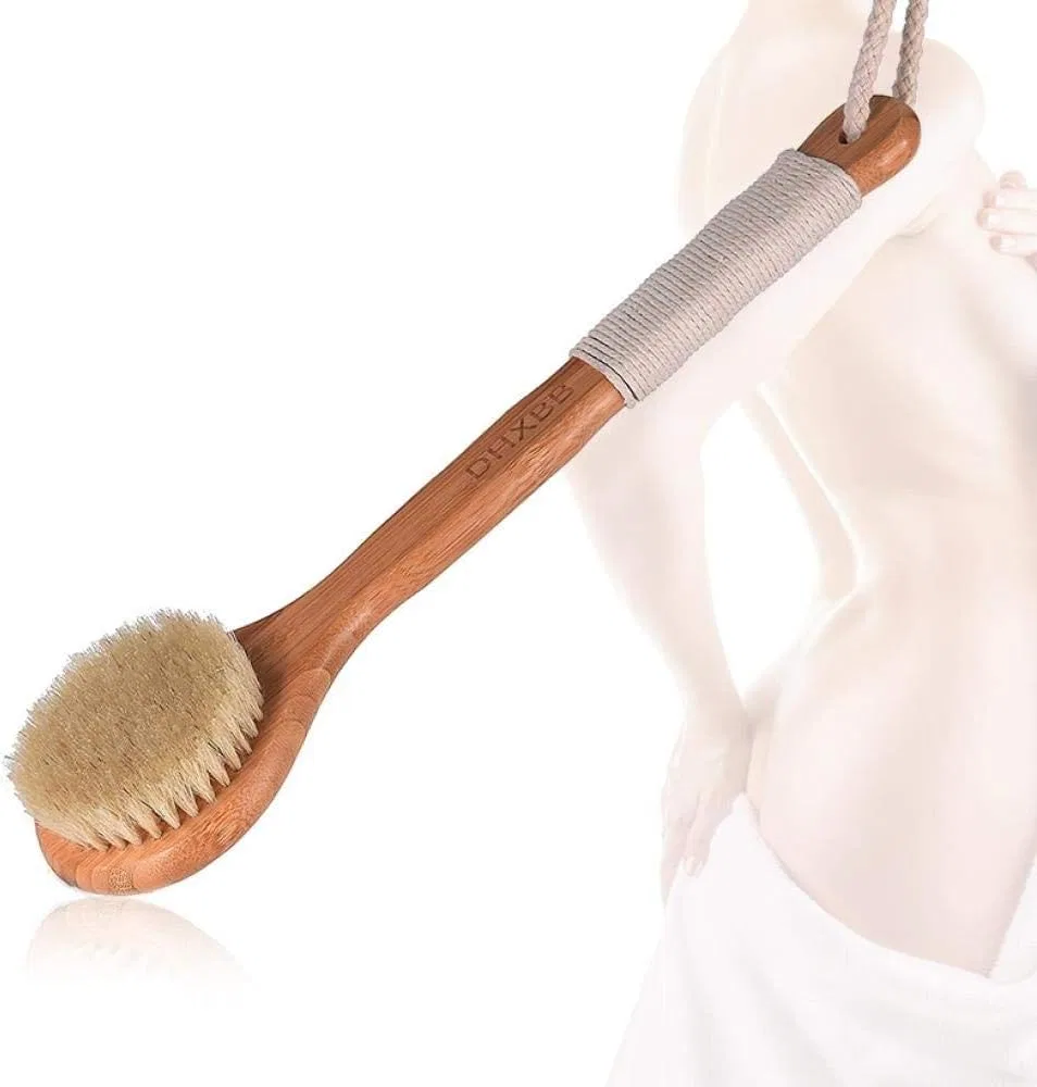 Щетка для тела с деревянной ручкой, SlimpleStudio, Натуральная щетина, 600 г