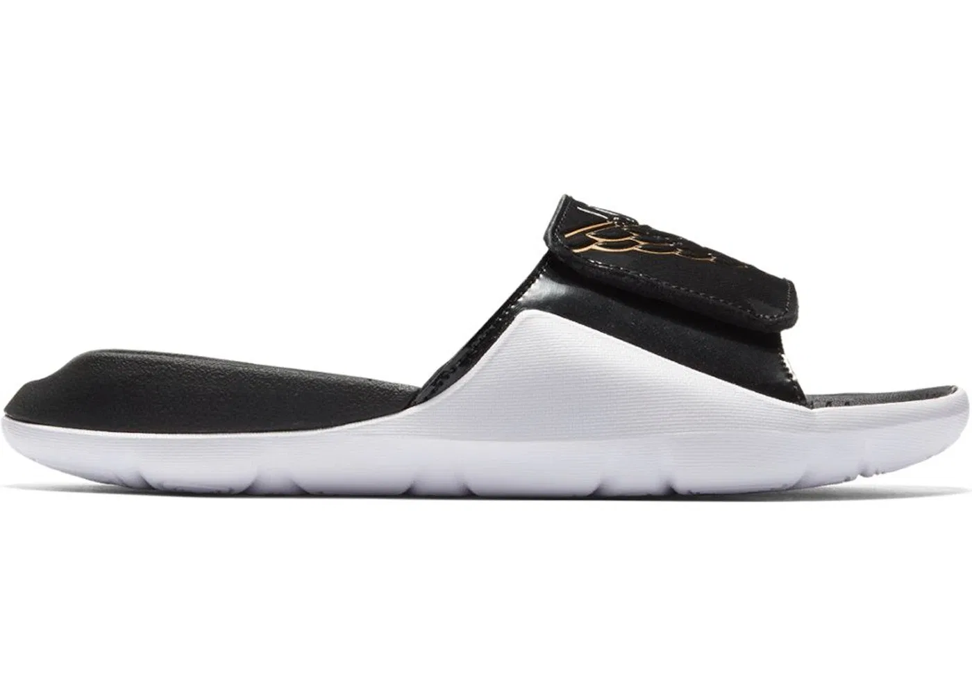 Детские шлепанцы с брендовым дизайном Jordan Hydro 7 Slide Jordan, Black/Metallic Gold-White