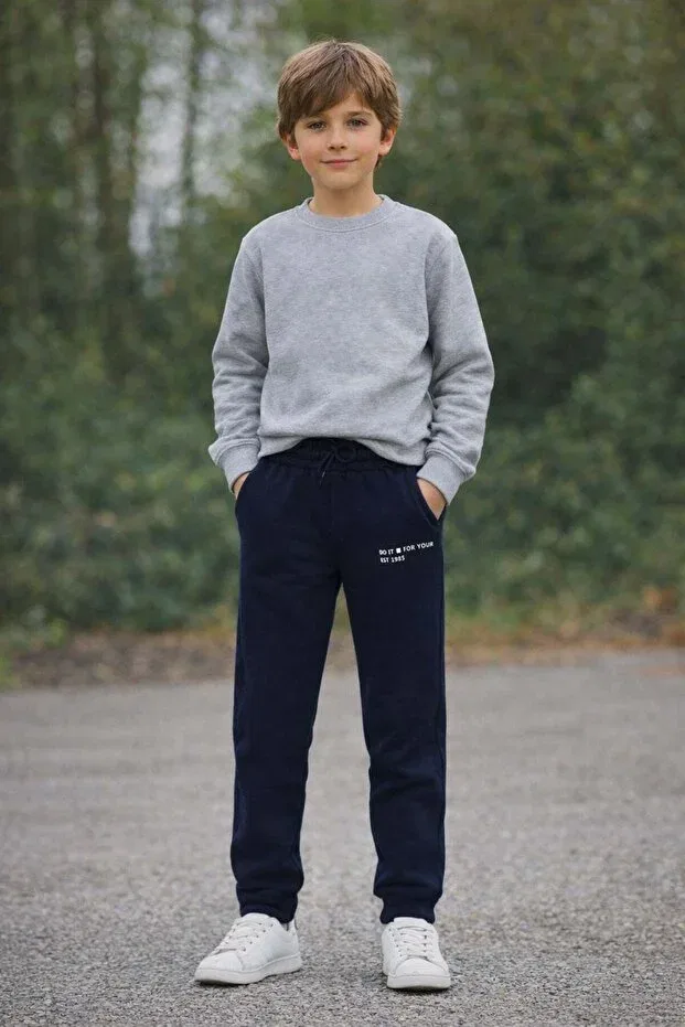 Детские спортивные штаны для мальчиков с принтом Fulla Moda, Navy Blue