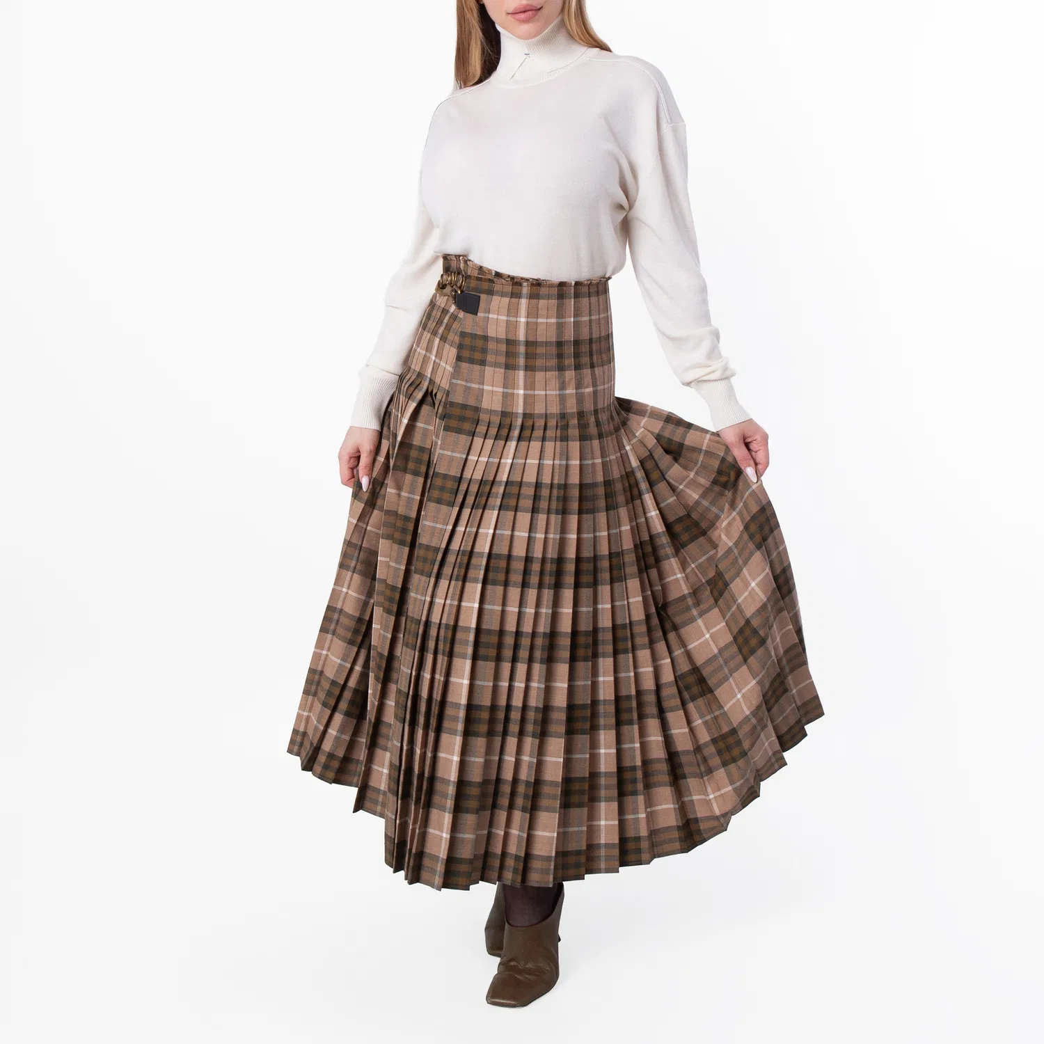 Юбка-килт макси с принтом Check Wool Blend Maxi Kilt Burberry, Camp Ip Check — фото 3