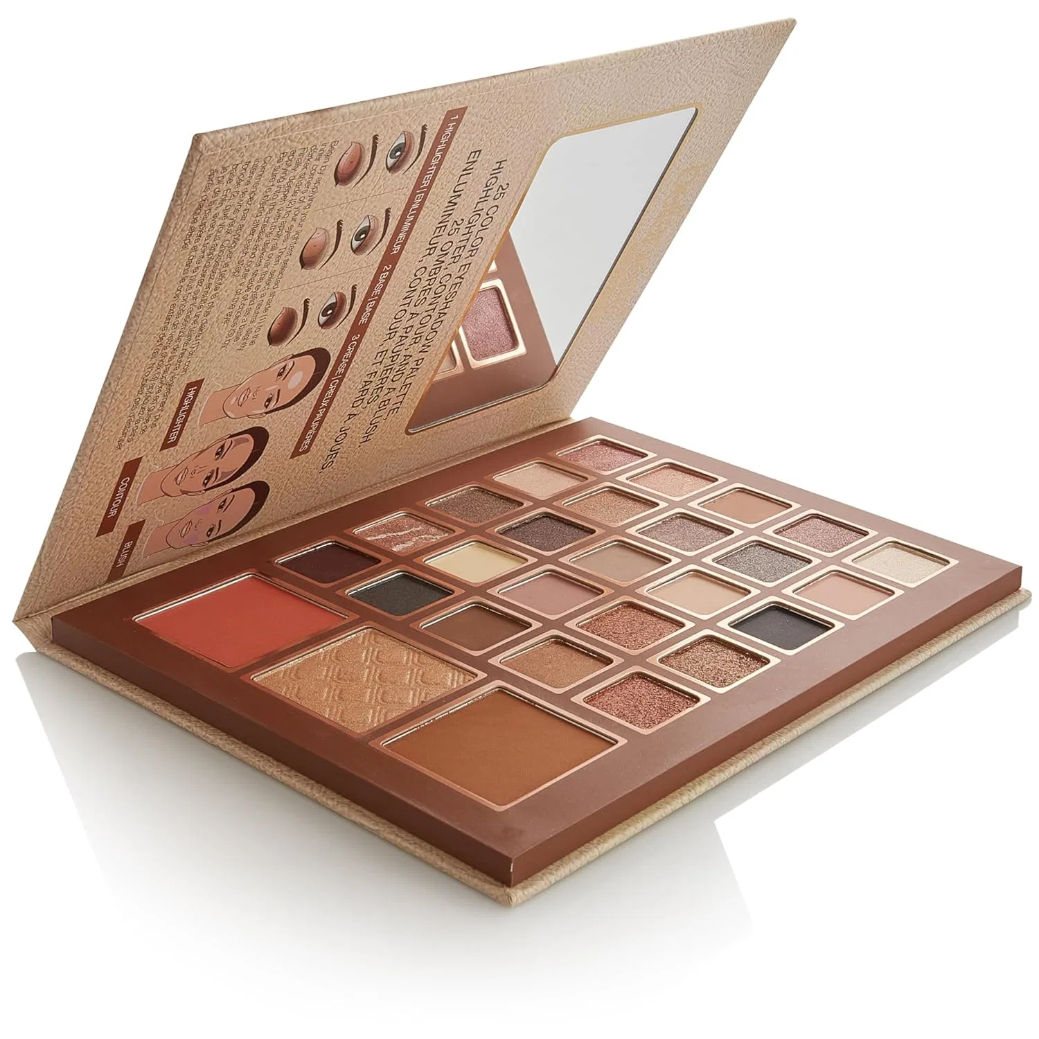 Палетка теней для век и лица 25 оттенков bellapierre, Nude Face & Eye Book Palette, 225 г — фото 2