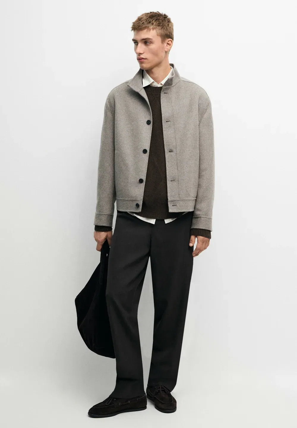 Куртка из смесовой шерсти с высоким воротником, двусторонняя, легкая Massimo Dutti, Sand — фото 2