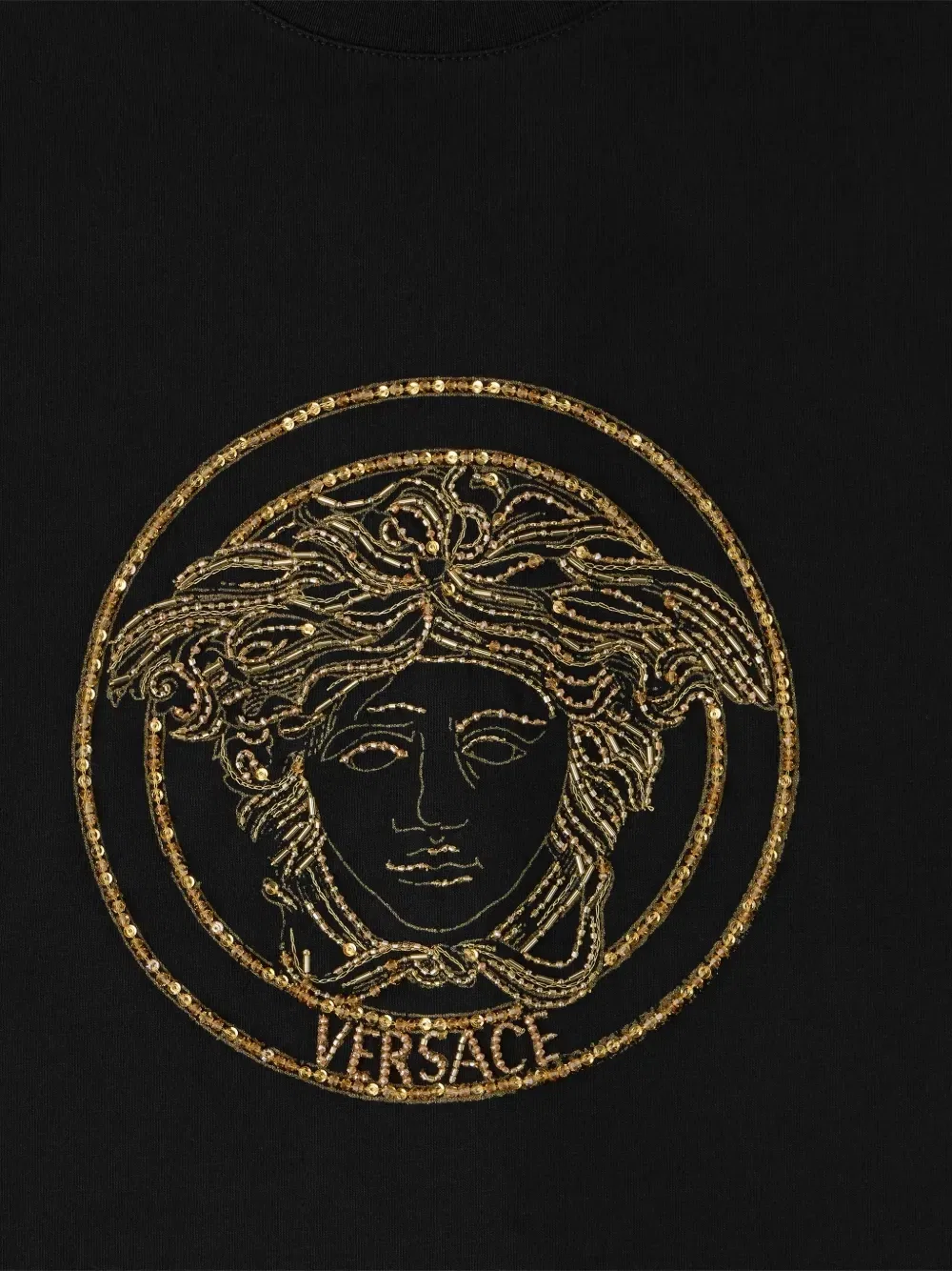 Футболка с пайетками и вышивкой Medusa VERSACE, черный — фото 3