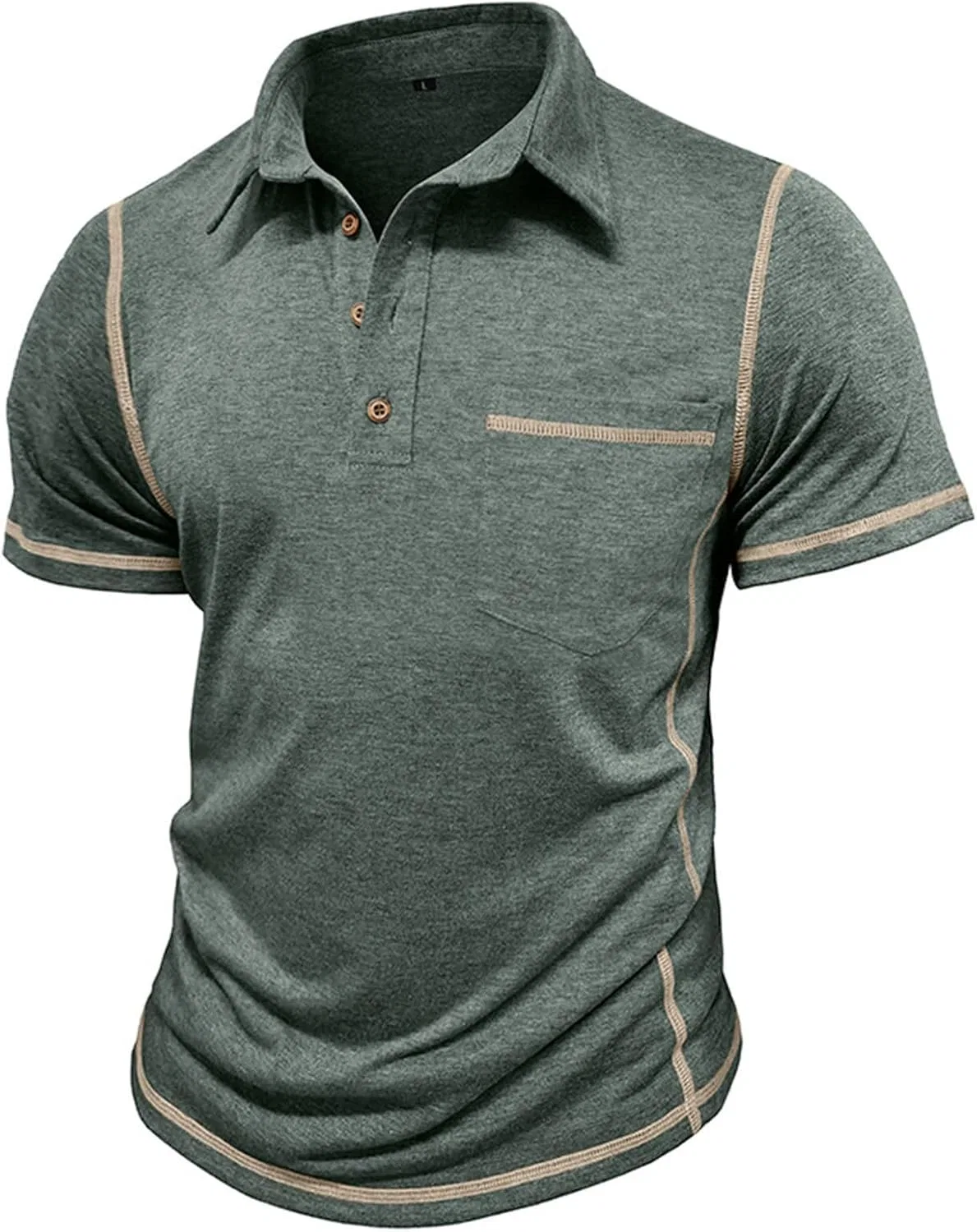 Мужская футболка поло спортивная Athletic Golf T-Shirts, Green — фото 3