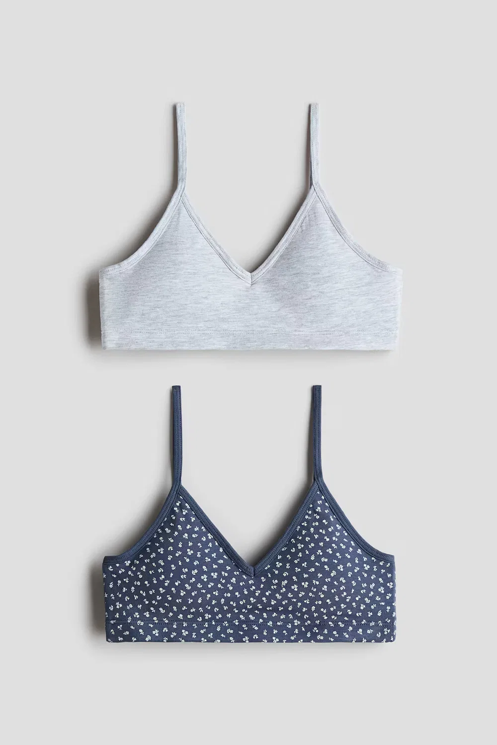 Комплект из 2 укороченных топов с подкладкой H&M, Dunkles Mattblau/Geblümt